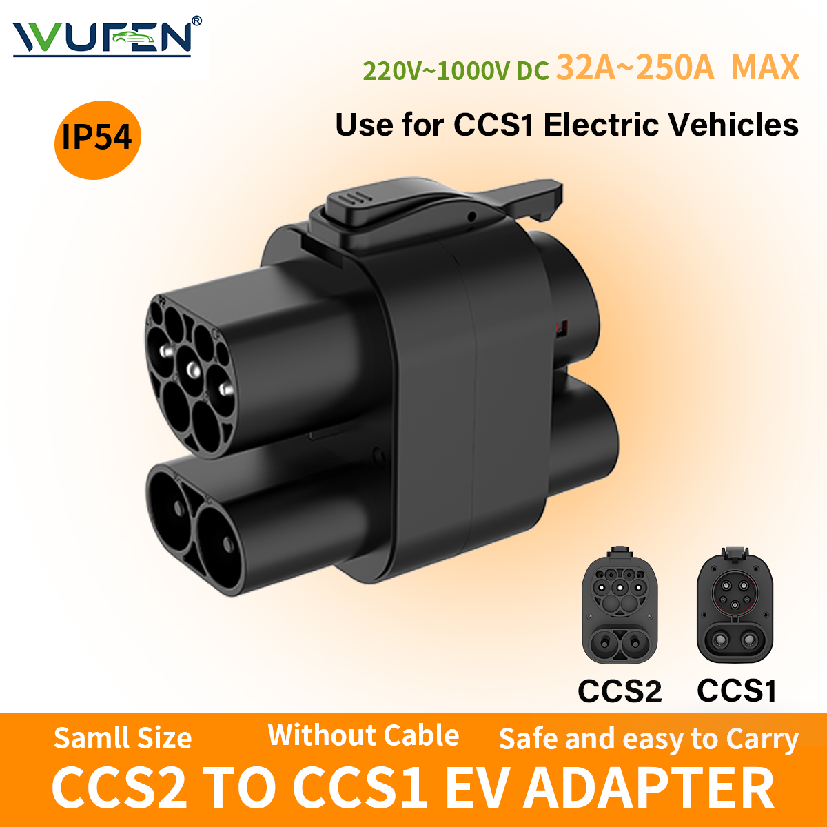 Ccs2 To Ccs1 Fast Charge Adapter 250Kw - WUFEN Adattatore EV da CCS2 a